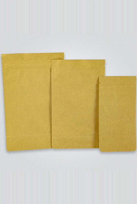 Kraft stand-up pouches in three fill sizes — Dry goods · retail, Global Flex